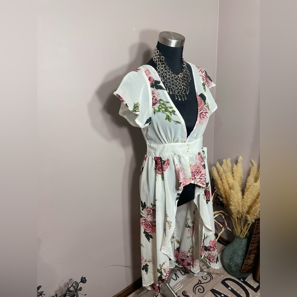 Sheer Floral Flare Top